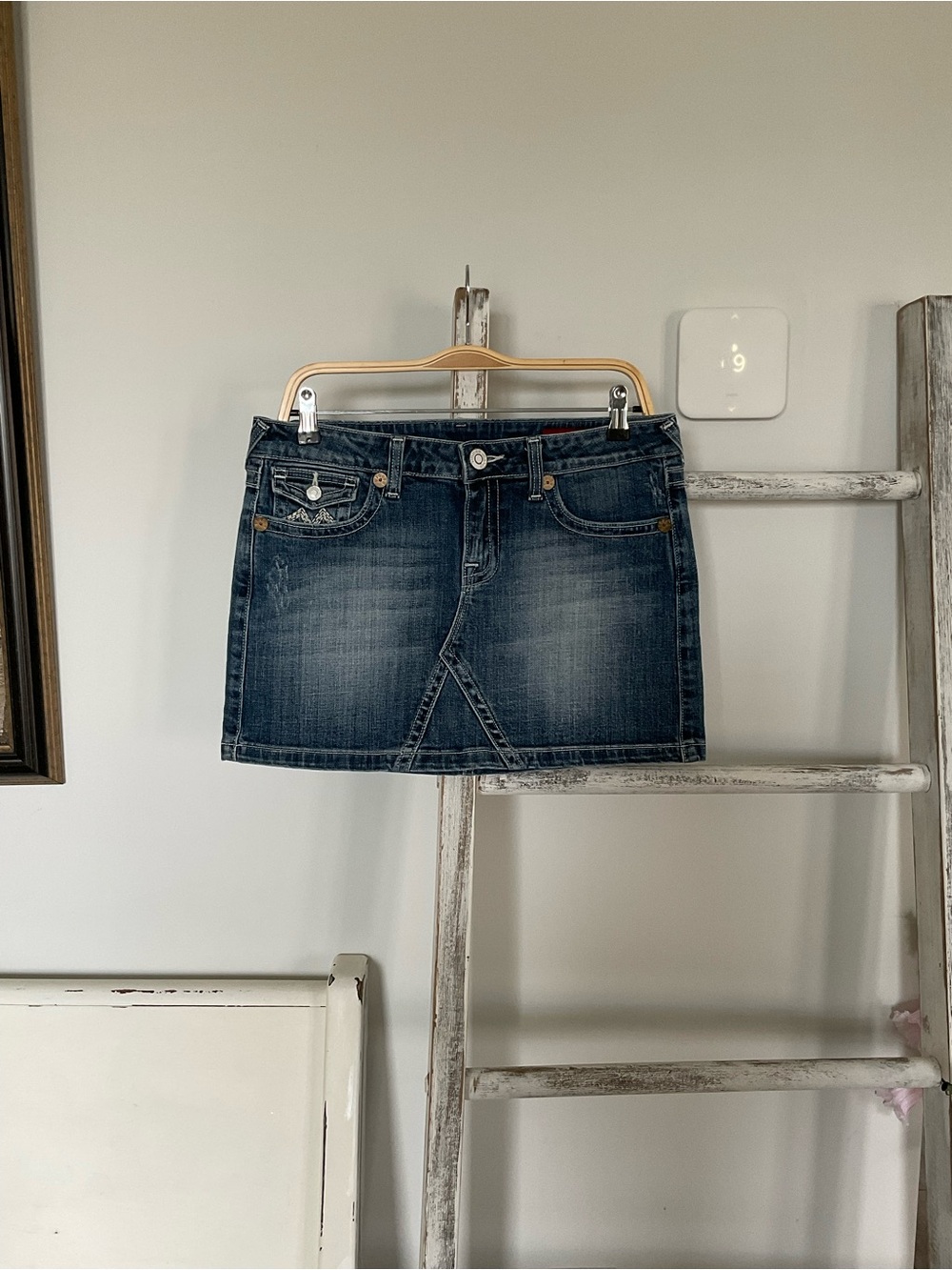 Vigoss Jeans Mini Skirt, Blue Denim, Women's Size 9 Y2K Style Low Rise